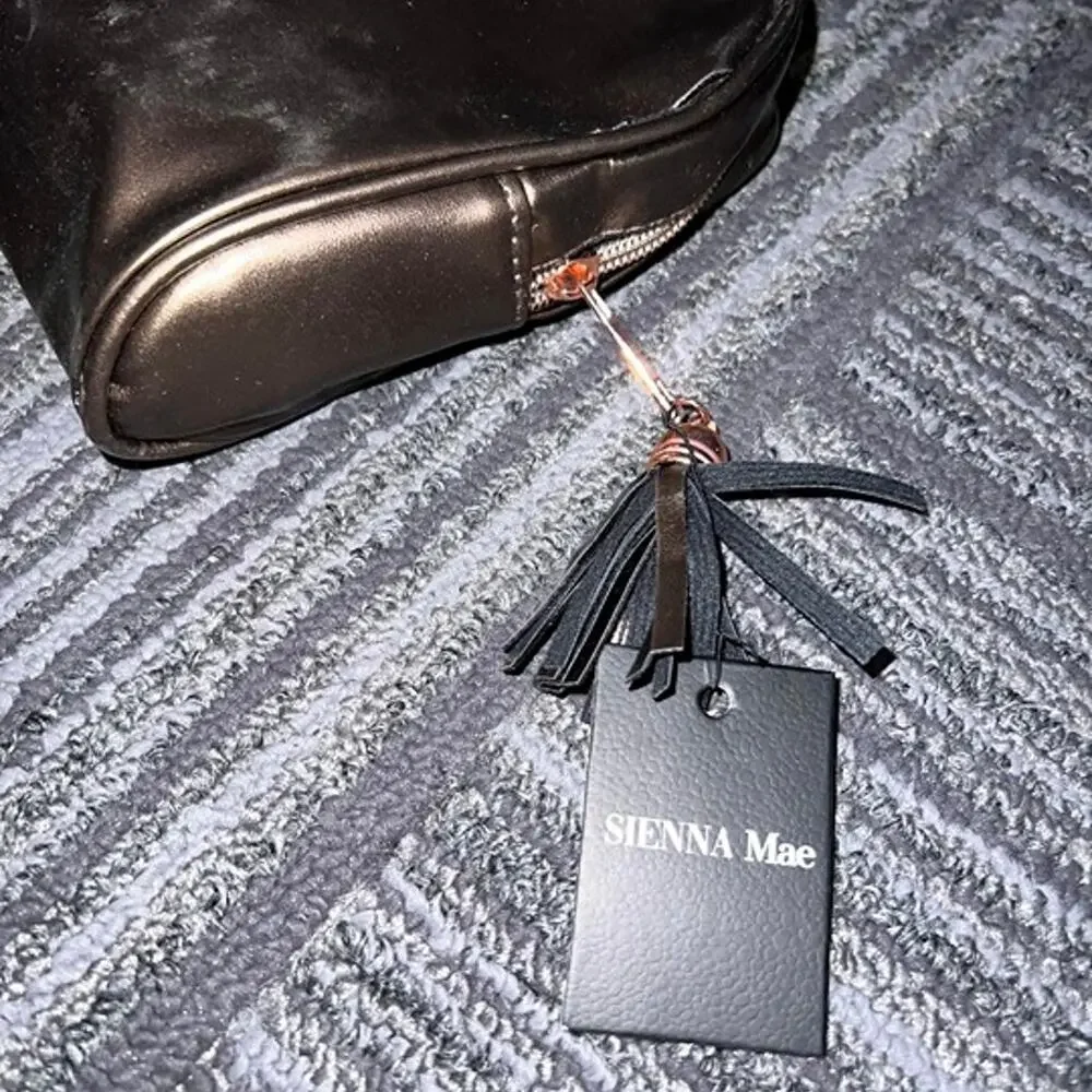 Sienna Mae Nora Bronze Metallic Tassel Cosmetic Makeup Bag Travel Pouch NWT